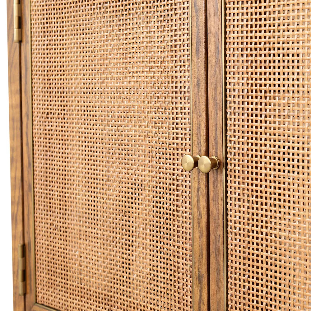 Julian Chichester | Monty Bedside in Light African Walnut & Rattan