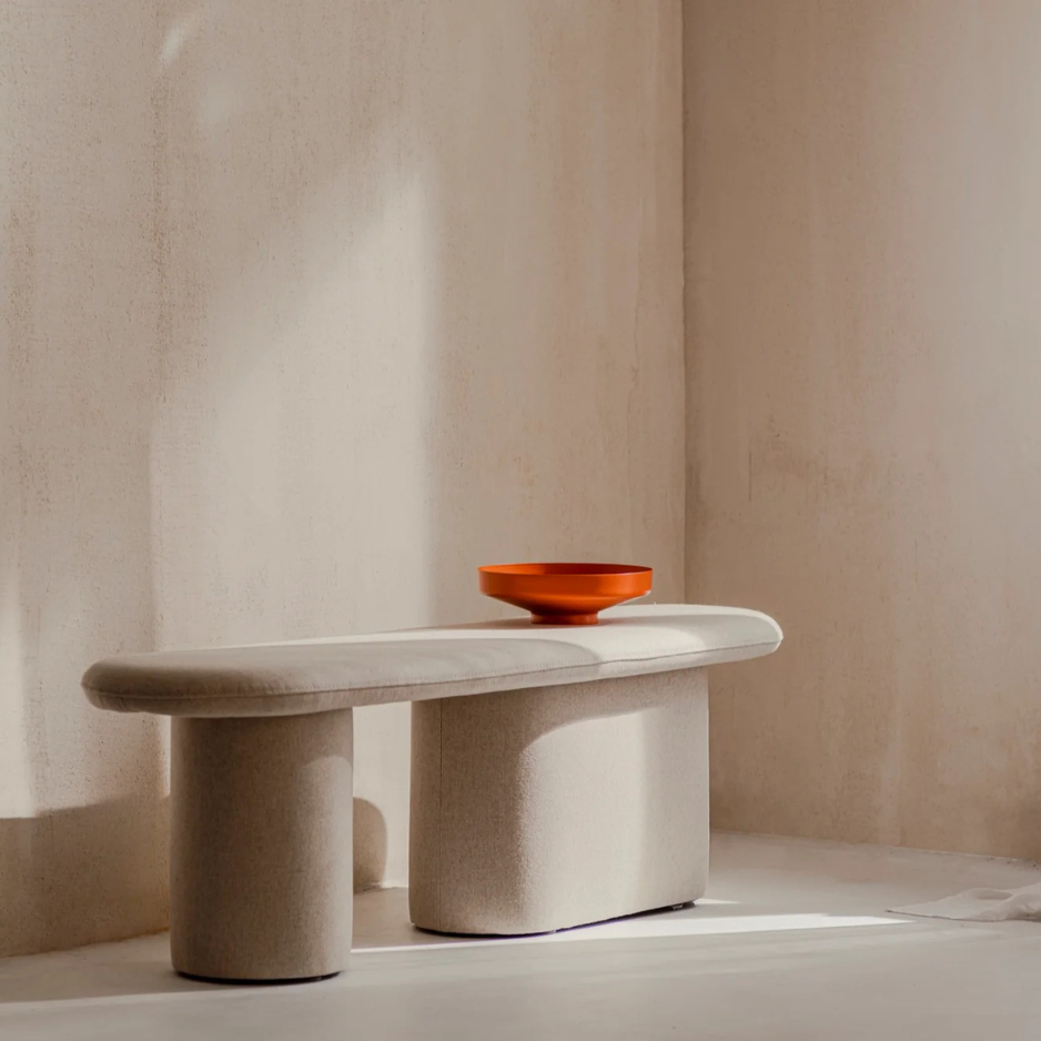 Noo.Ma | Rull Bench in Beige Wool