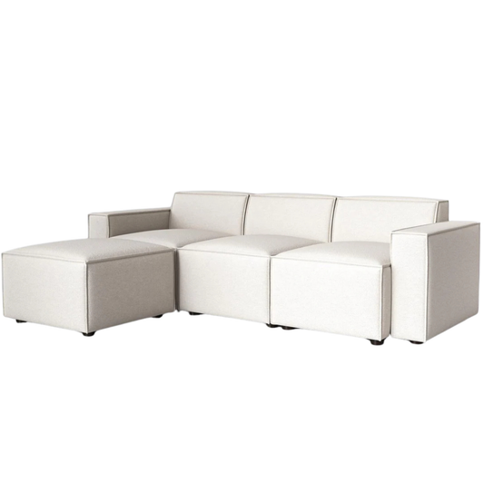Swyft | 3 Seater Left Chaise Sofa in Ivory Boucle