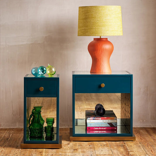 Berlin Small Bedside in Ocean Blue Gloss Lacquer