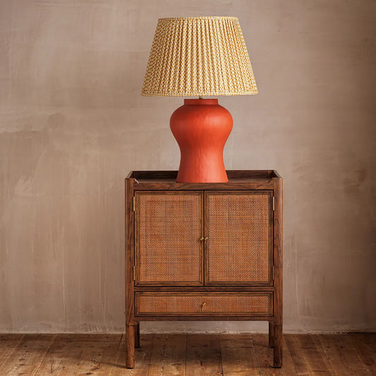 Monty Bedside in Light African Walnut & Rattan