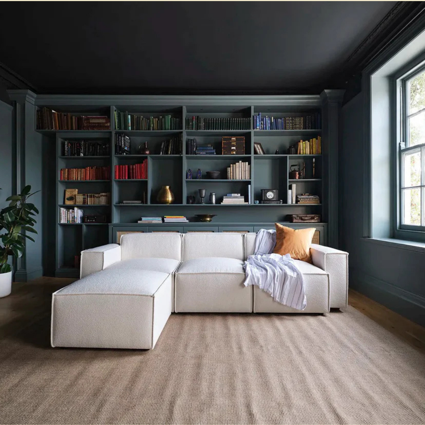 Swyft | 3 Seater Left Chaise Sofa in Ivory Boucle