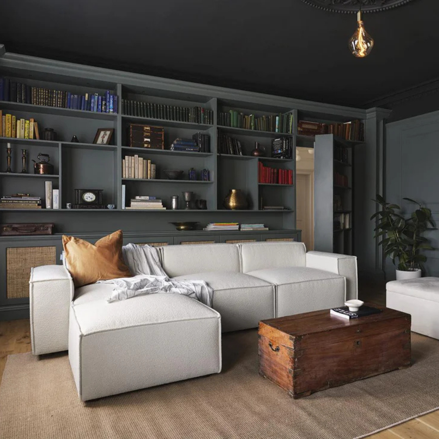 Swyft | 3 Seater Left Chaise Sofa in Ivory Boucle